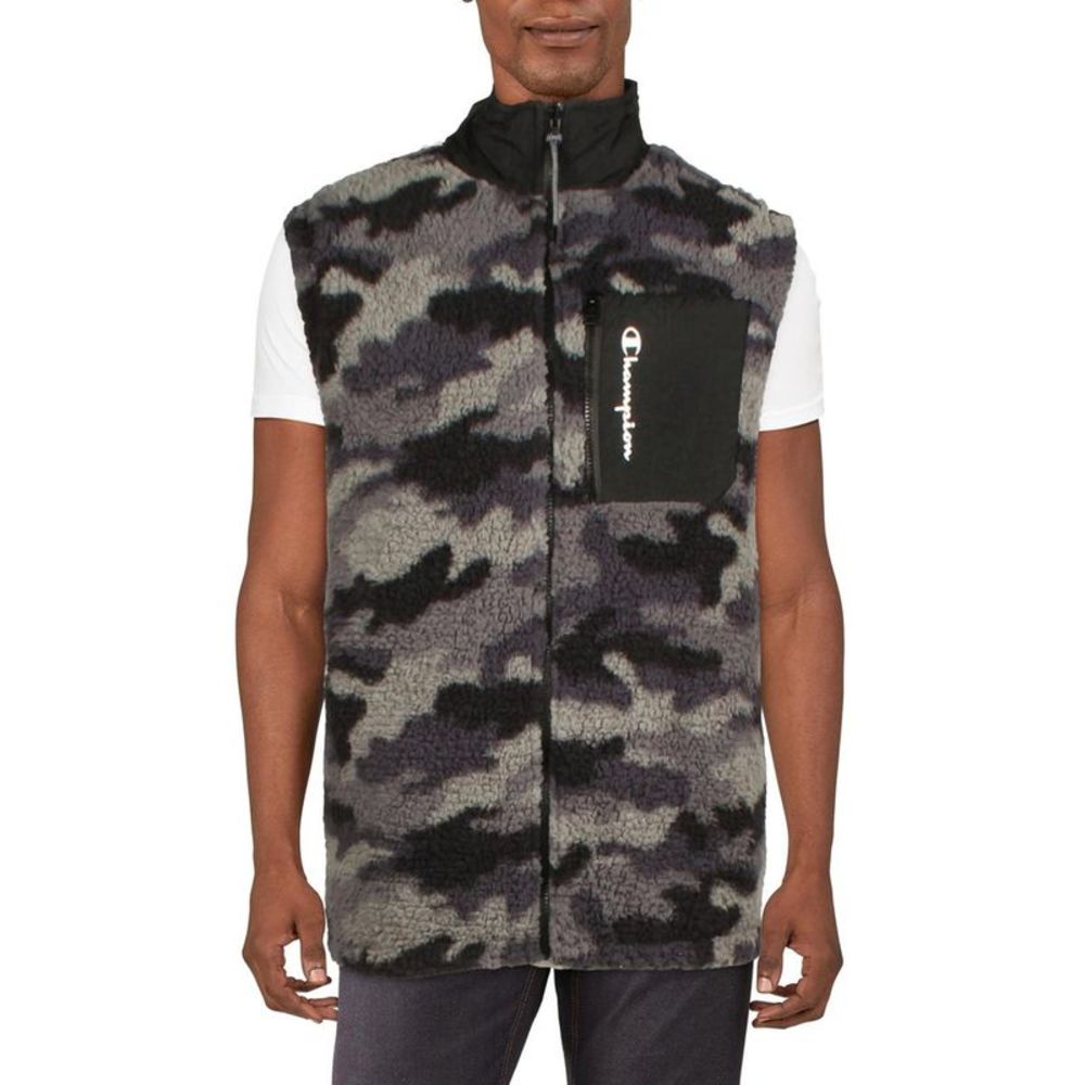 Champion Mens Gray Fleece Camouflage Active Vest Jacket NWOT